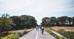 Gruppe von Rennradfahrern auf einer Tour