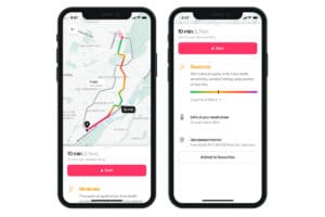 Routenplanung mit der App von Cowboy inklusive der Anzeige der Luftqualität