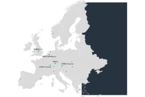 Karte mit den internationalen Standorten von Magura Bosch Parts & Services MBPS